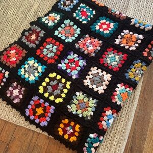 vintage handmade granny square crochet blanket